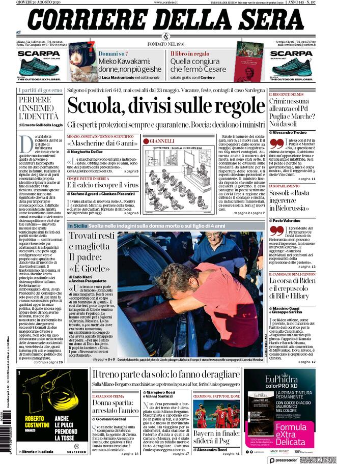 La Prima Pagina Del Corriere Della Sera 