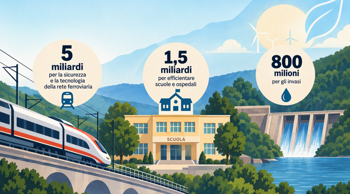 Treni, scuole e dighe, la manovra 2027 investe sulle opere con i fondi dell’energia