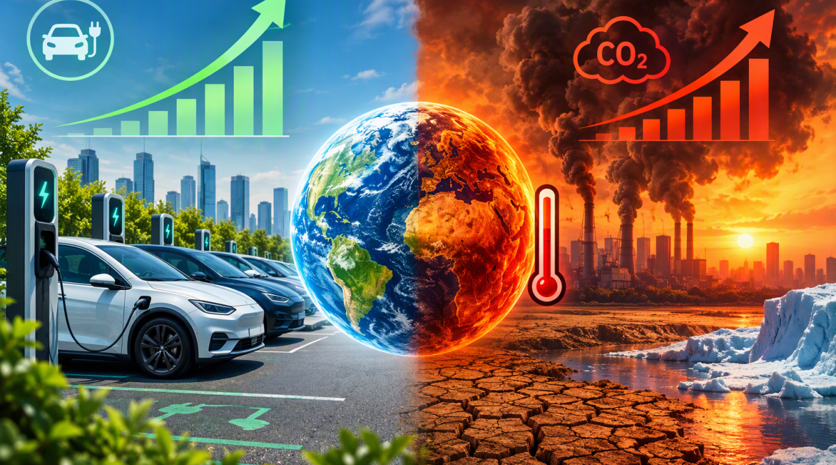 Mentre il mercato delle auto elettriche corre, il gas serra raggiunge i massimi storici